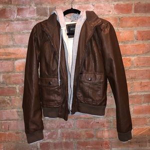 Obey Leather Sweatshirt Jacket